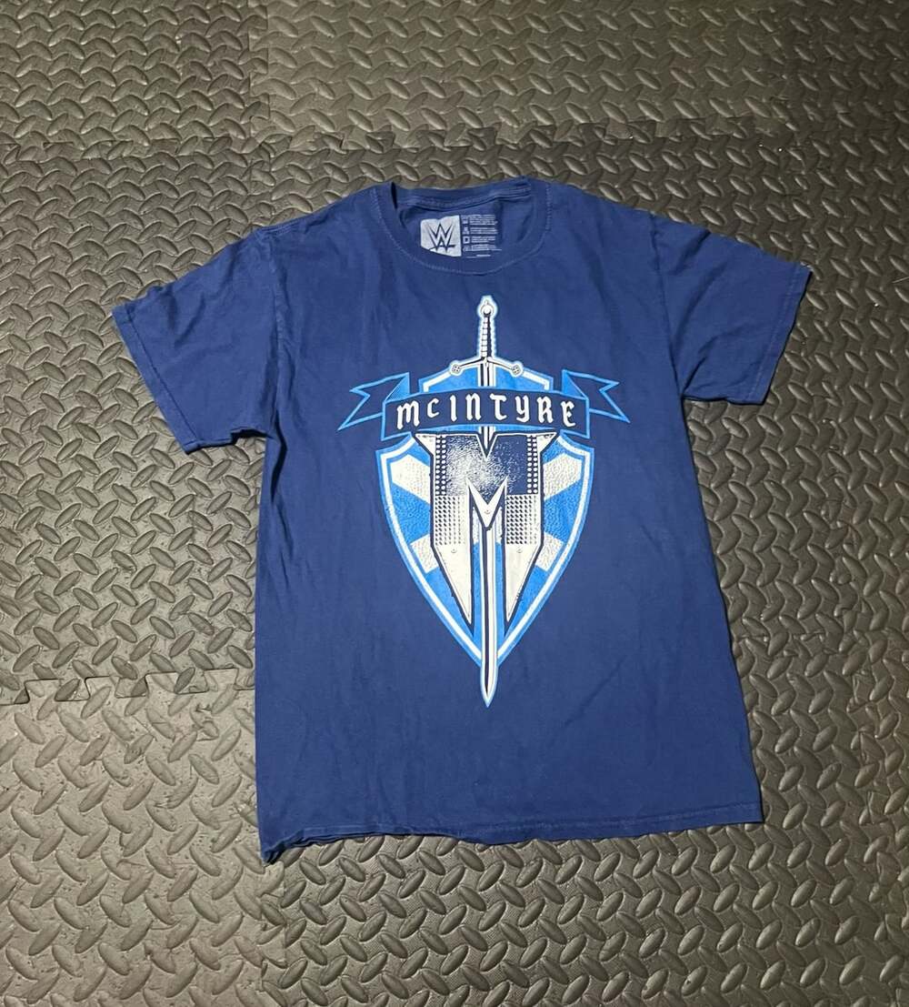 WWE Drew McIntyre T-Shirt Size S Blue Claymore Country